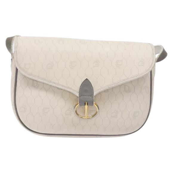 DIOR Honeycomb Canvas Shoulder Bag Pvc White Gold - Picture 2 of 13
